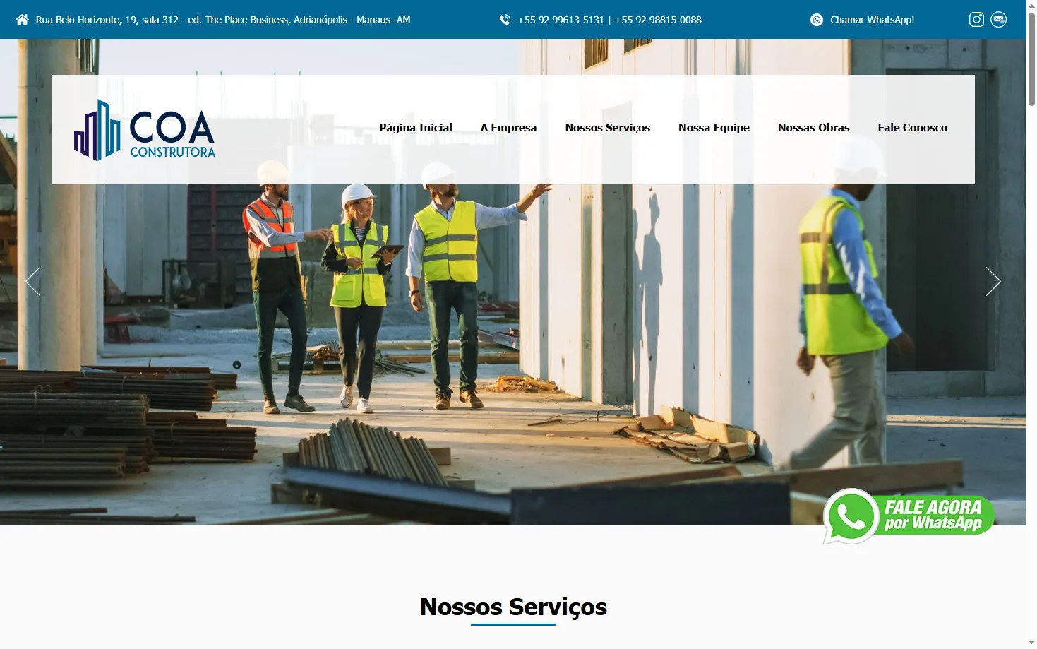 criação de site institucional em Manaus para empresa de engenharia