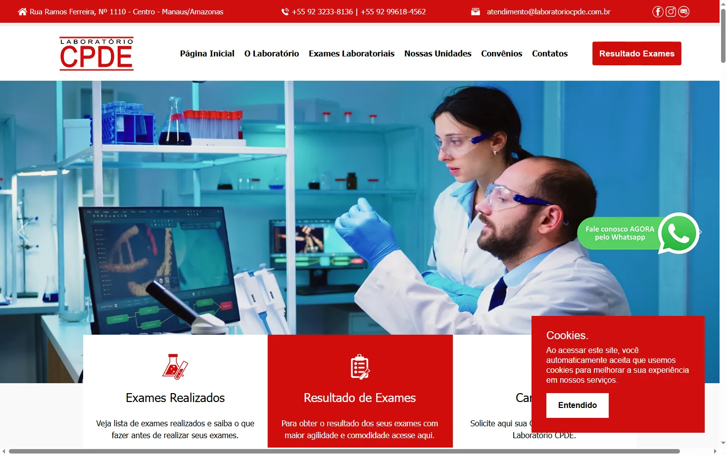 criação de site para laboratório em Manaus com design moderno